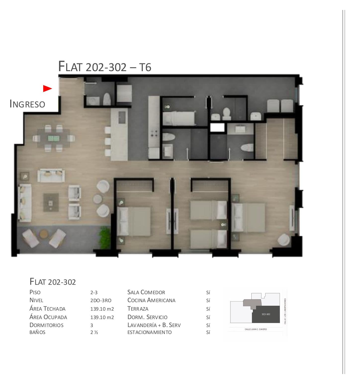 Planta de Flat 202-302