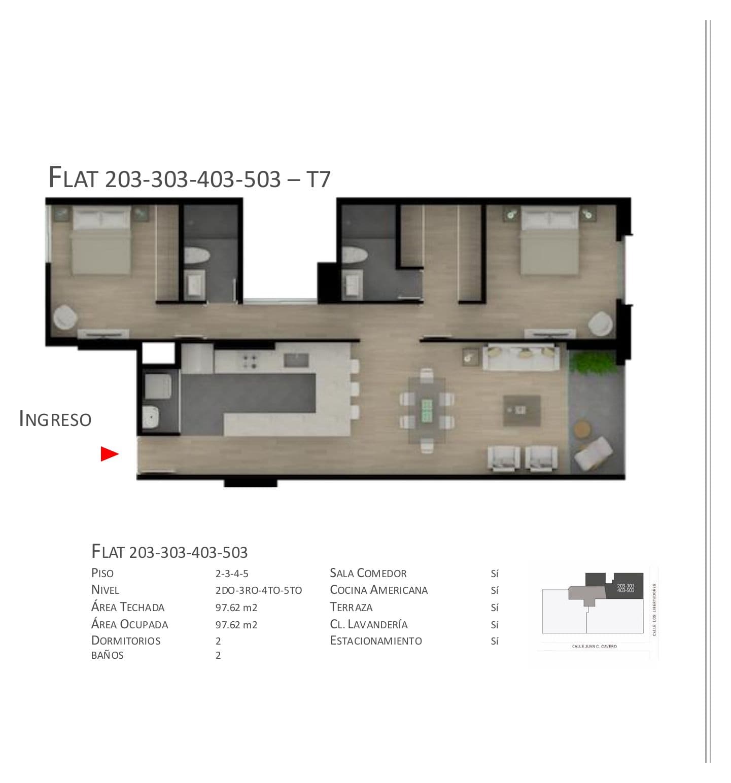 Planta de Flat 203-303-403-503